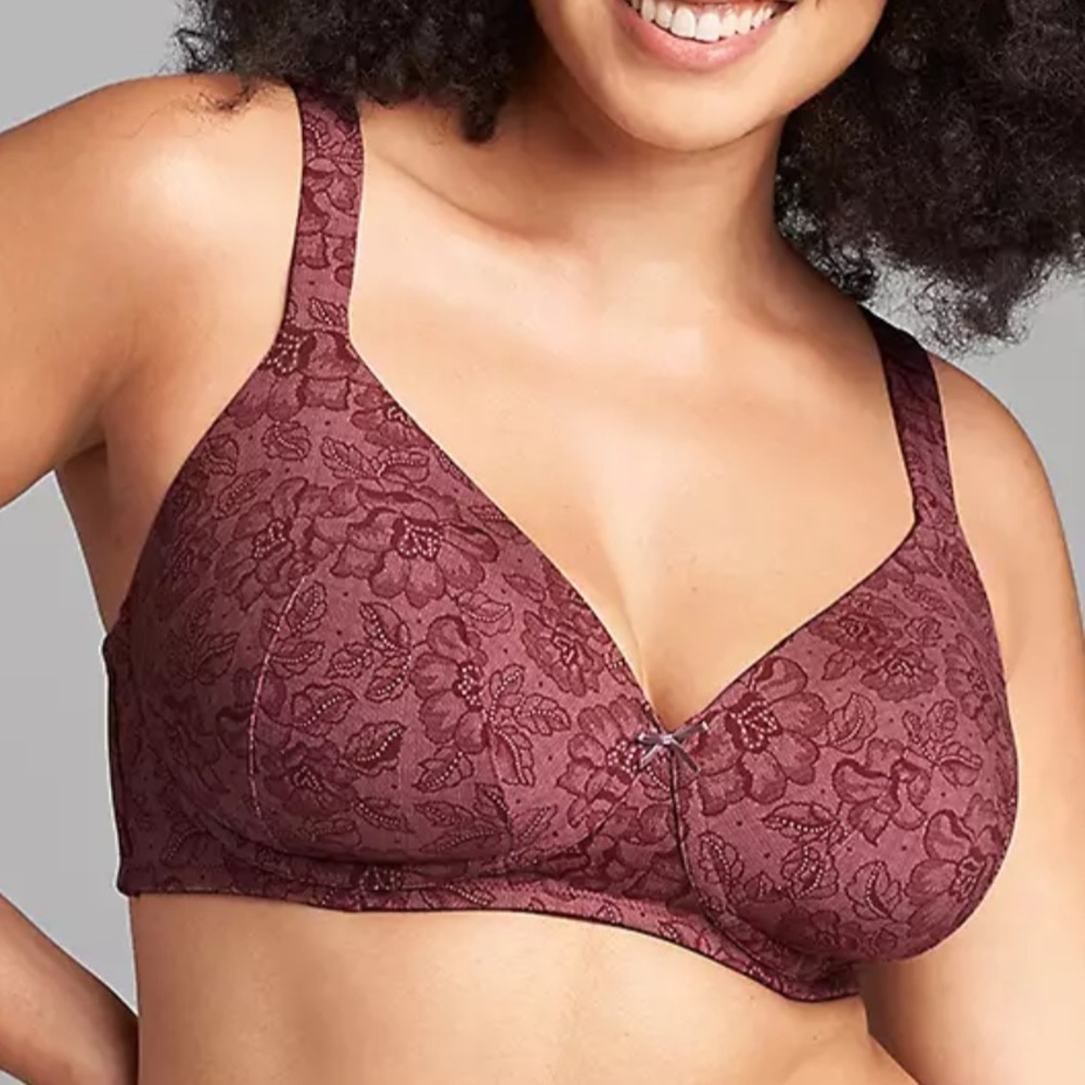 Cacique Smooth Lightly Lined Full Coverage No-Wire Bra Zinfandel Lace Size 42DD